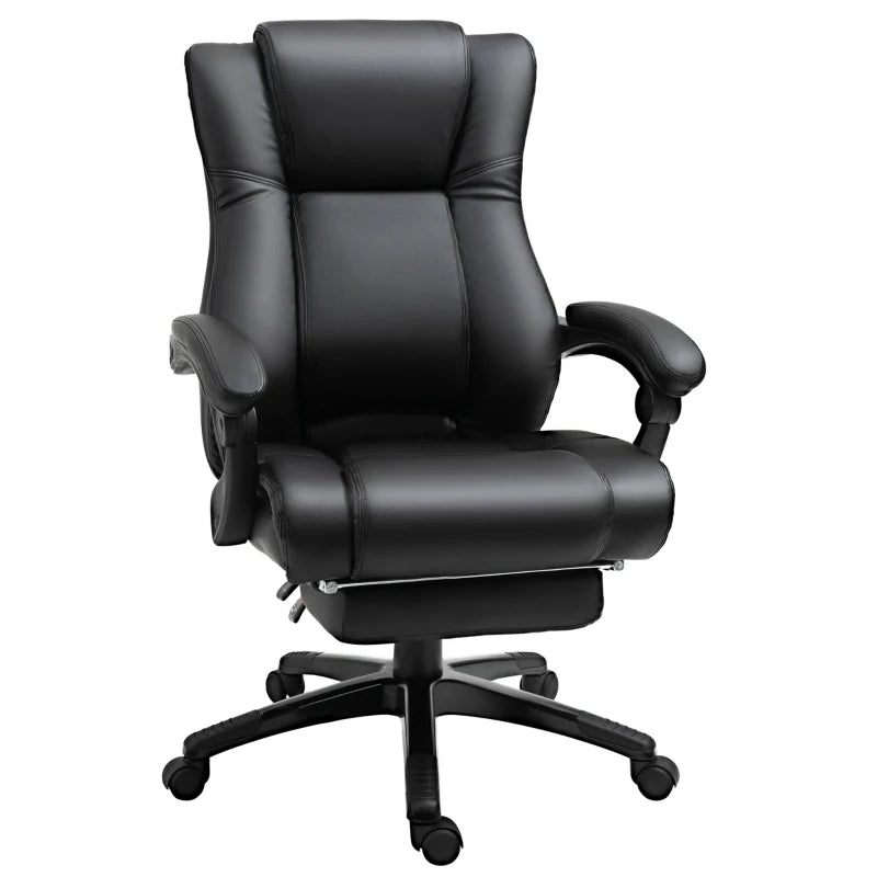 Vinsetto Executive Office Chair - PU Leather Swivel Desk Chair with Footrest, Adjustable Height, Wheels, Black for Home & Office