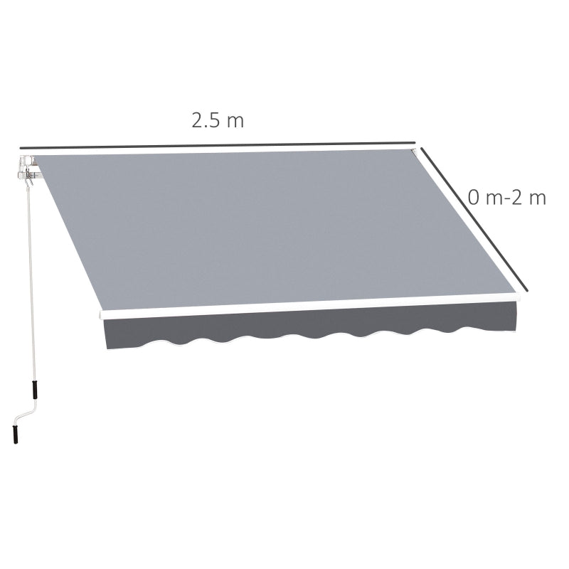 Light Grey 2.5m x 2m Garden Patio Manual Awning Canopy