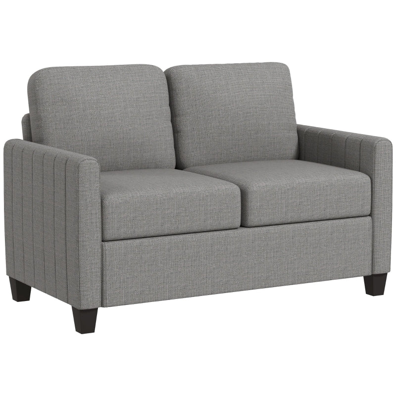 Modern Channel Tufted 2 Seater Sofa in Light Grey - Comfy Upholstered Loveseat for Living Room, Bedroom, Office
