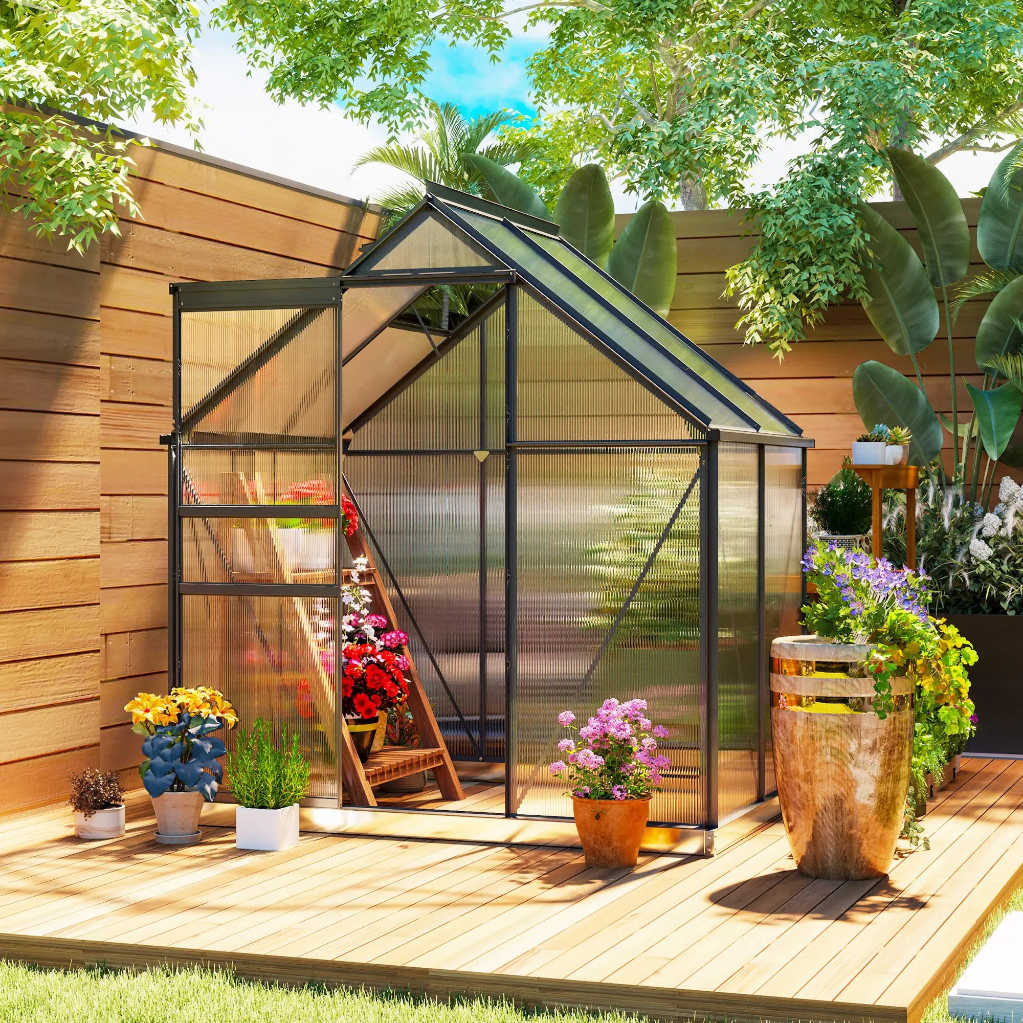 192.5cm x 131cm Walk-In Polycarbonate Greenhouse