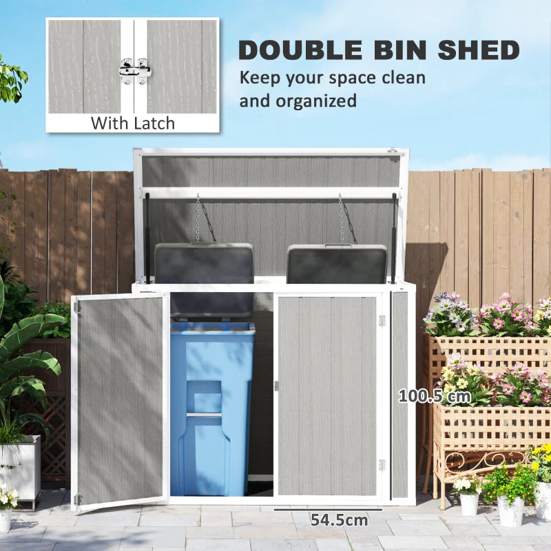 4.7ft x 2.5ft Lockable Light Grey Garden Shed - Outdoor Storage for 2 Trash Cans & Tools