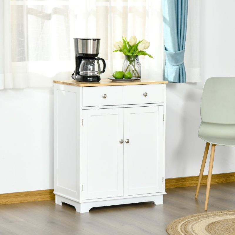 Multi-Use Kitchen Floor Cabinet with Solid Wood Top, Adjustable Shelf & Drawer - Ideal Sideboard for Dining Room & Hallway