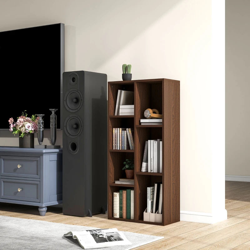 Stylish Seven-Cube Bookcase in Walnut Wood Effect - Modern Storage Solution for Home or Office