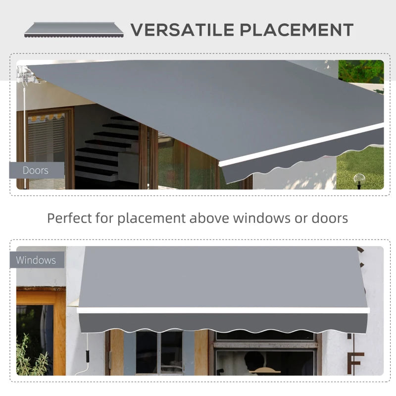 Light Grey 2.5m x 2m Garden Patio Manual Awning Canopy