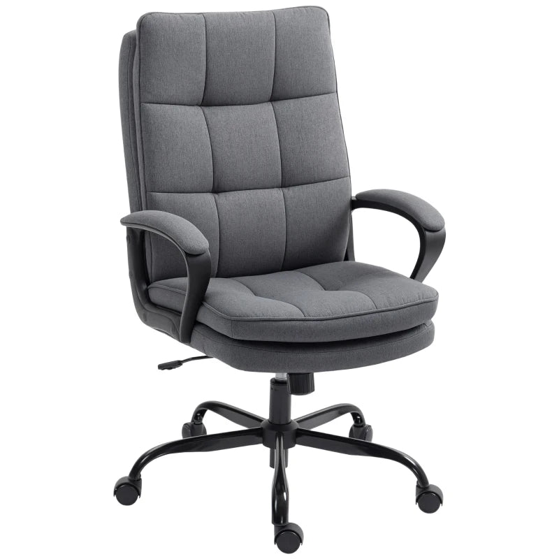 Double Padded Charcoal Grey Linen-Look Office Chair for Ultimate Comfort - Ergonomic Design for Home & Office Use