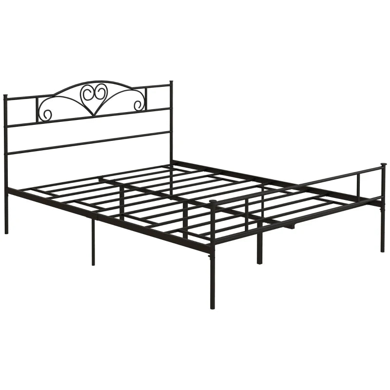 King Size Metal Bed Frame with Headboard & Footboard - 5ft4 Bed Base with 31cm Under-Bed Storage for Bedroom