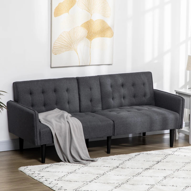 Grey Three-Seater Sofa Bed with Cupholders for Comfort and Style in Your Living Room