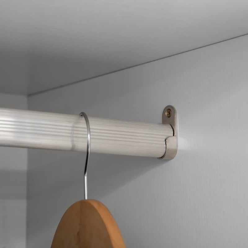 Stylish 2-Door Wardrobe with Drawers and Hanging Rod for Bedroom Storage Solutions