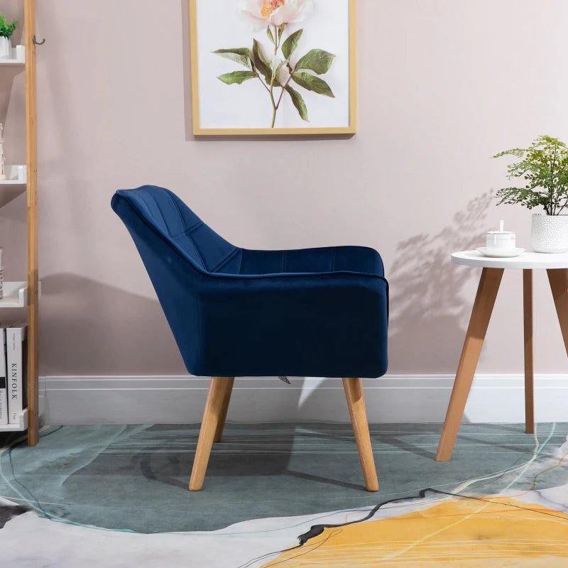 Stylish Accent Chair with Wide Arms and Slanted Back for Home and Bedroom Seating in Blue