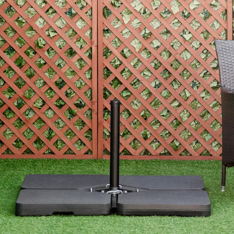 4-Piece Black Plastic Cantilever Parasol Base - Durable and Stable Outdoor Umbrella Stand