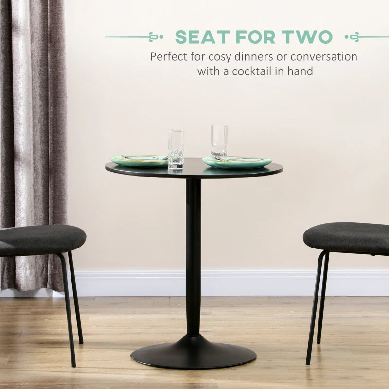 Minimalistic Black Dining Table for Two - 75H x Φ70cm Modern Design Perfect for Small Spaces