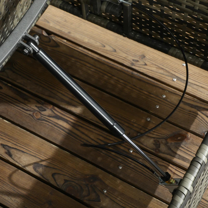 Grey Rattan Sun Lounger Set with Adjustable Backrest and Cushions