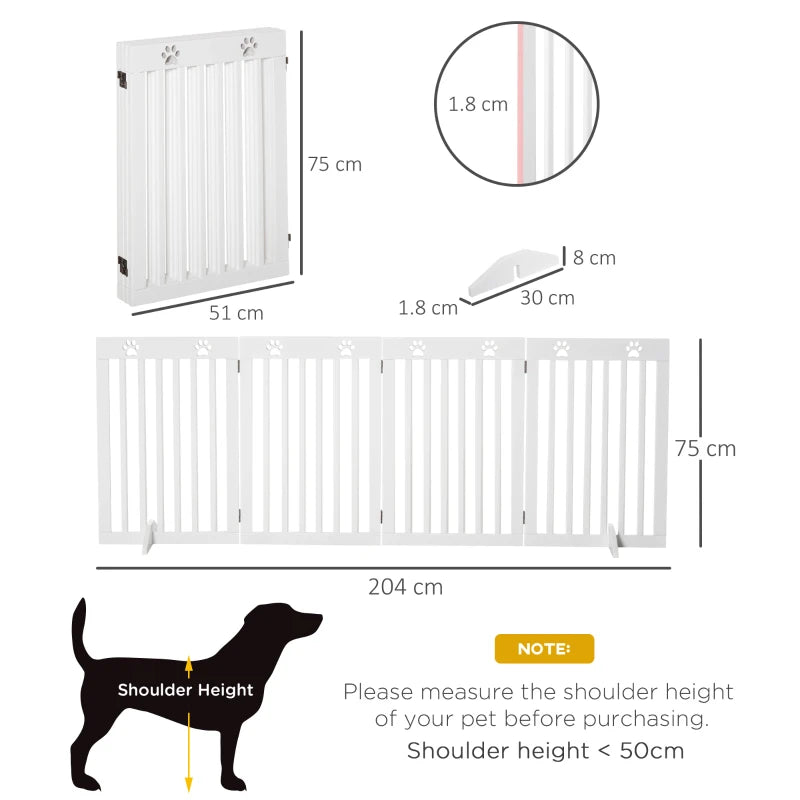 Foldable Wooden Pet Gate - Freestanding Dog Safety Barrier with Support Feet for Home Use