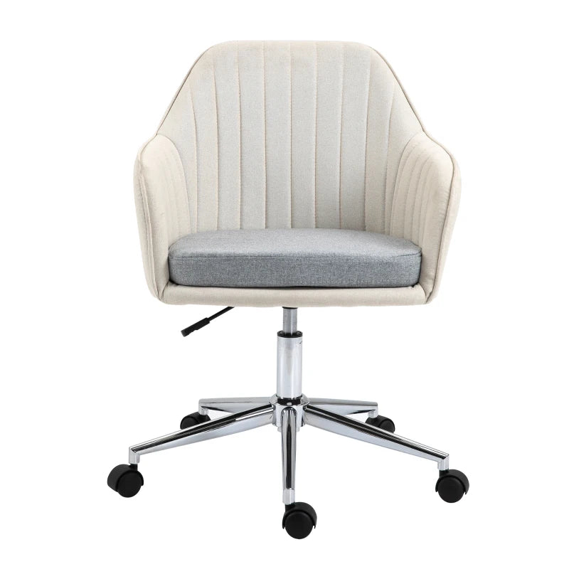 Vinsetto Beige Home Office Chair - Comfortable Swivel Desk Chair with Golden Base, Stylish Vanity Chair for Teens & Adults