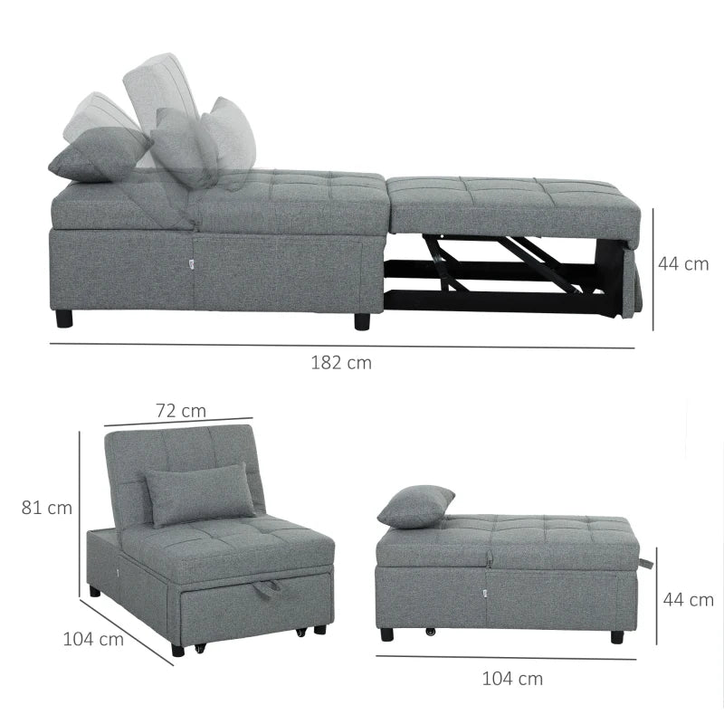 Versatile Dark Grey Four-in-One Sleeper Chair for Compact Living Spaces