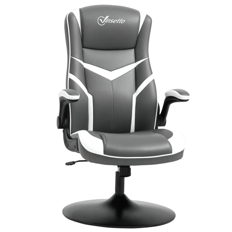 Vinsetto Ergonomic Gaming Chair - Adjustable Height, Swivel Base, PVC Leather - Stylish Grey Home Office Desk Chair