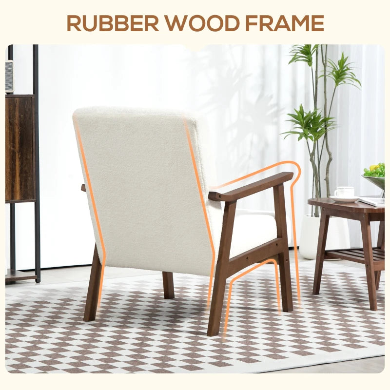 Mid Century Modern Boucle Accent Chair in White - Stylish Seating for Home Decor