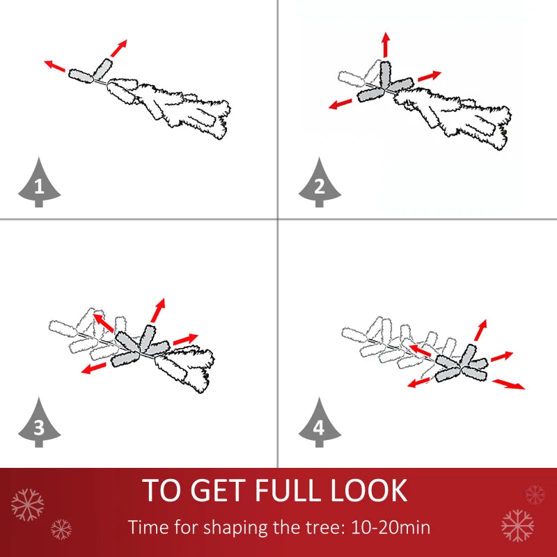 4FT Prelit Snow Flocked Christmas Tree with Warm White LED Lights - Festive Green & White Holiday Home Decoration