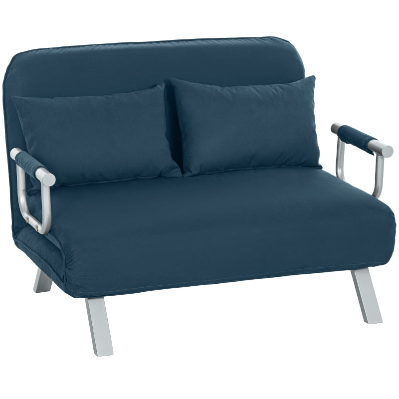 Navy Blue Two-Seater Click-Clack Sofa Bed for Stylish Living Spaces