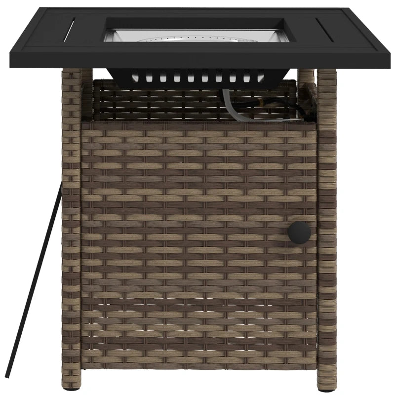 50,000 BTU Brown Fire Pit Table with Cover - 72.5 x 72.5cm Outdoor Heating Solution