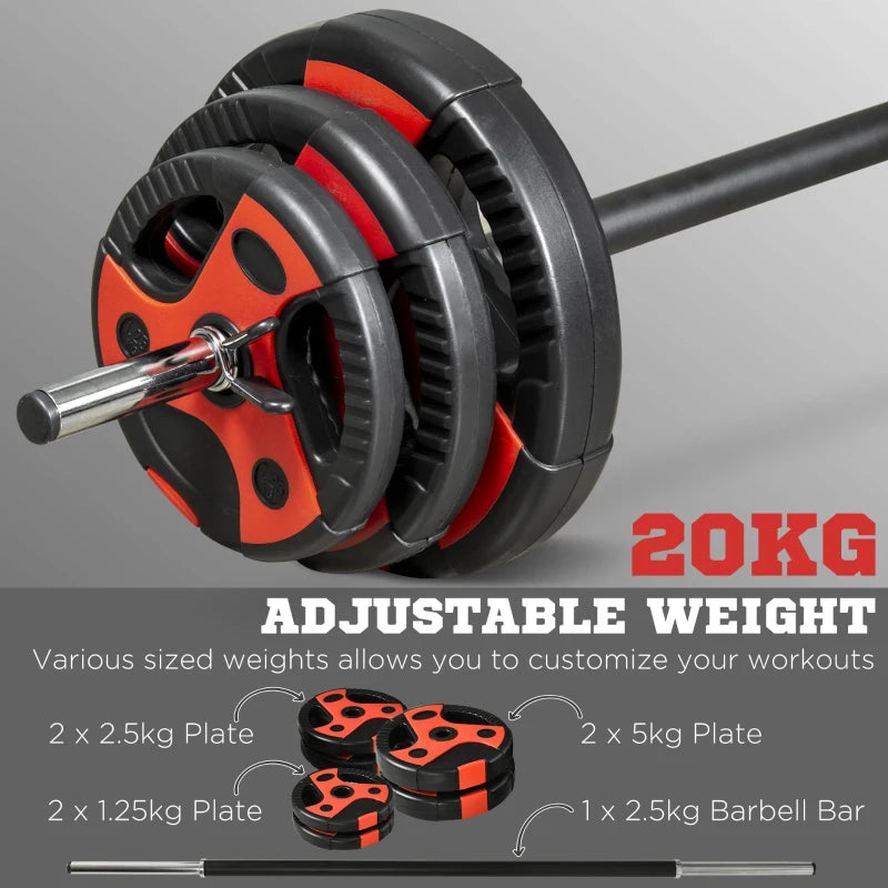 20kg Adjustable Barbell Weights Set for Home Gym Strength Training Equipment