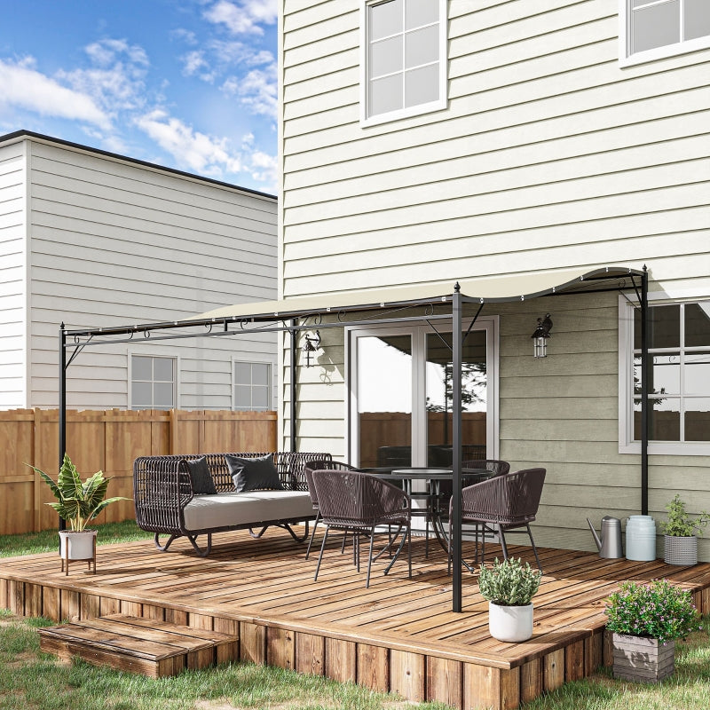 Cream Metal Wall Gazebo Canopy - 4x3m Garden Shelter