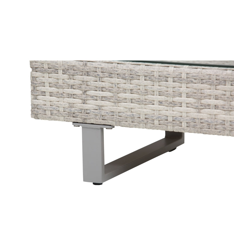 Three-Piece Corner Rattan Set With Glass Coffee Table