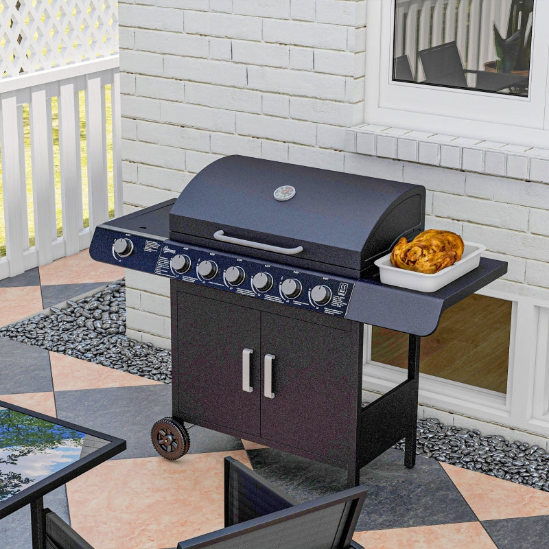 7-Burner Gas Grill with Thermometer & Storage, Black