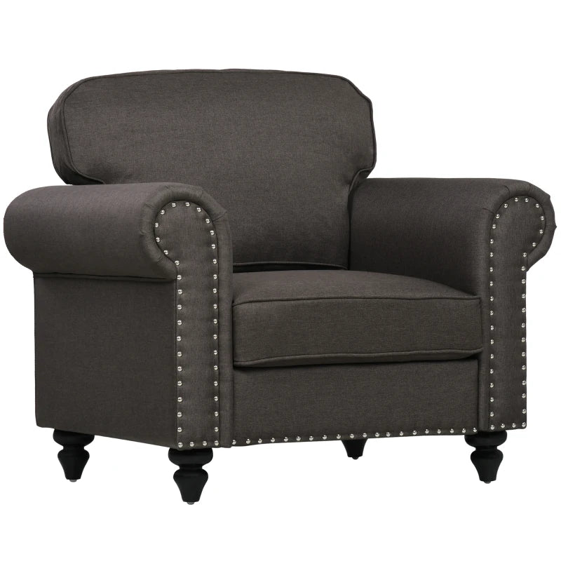 Mid-Century Dark Brown Armchair with Pocket Springs for Stylish Living Room Comfort