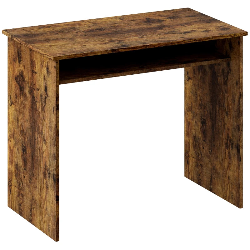 Stylish Boxy Work Desk with Shelf - Modern Wood-Effect Home Office Furniture for Productive Workspaces