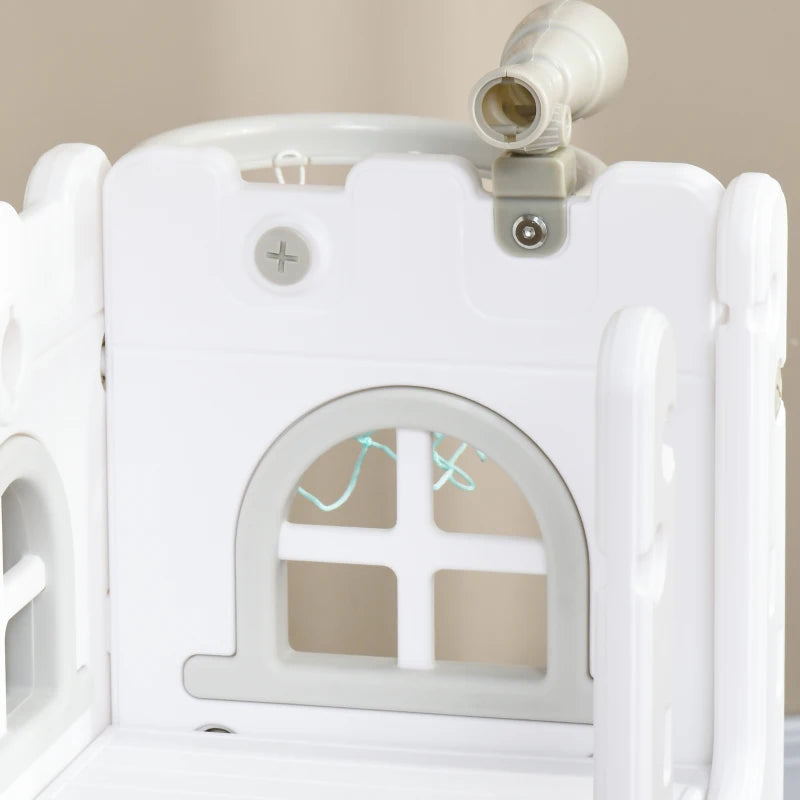 4 in 1 Toddler Slide with Basketball Hoop Climber Telescope Storage Basket for Ages 1 to 3 Years Grey