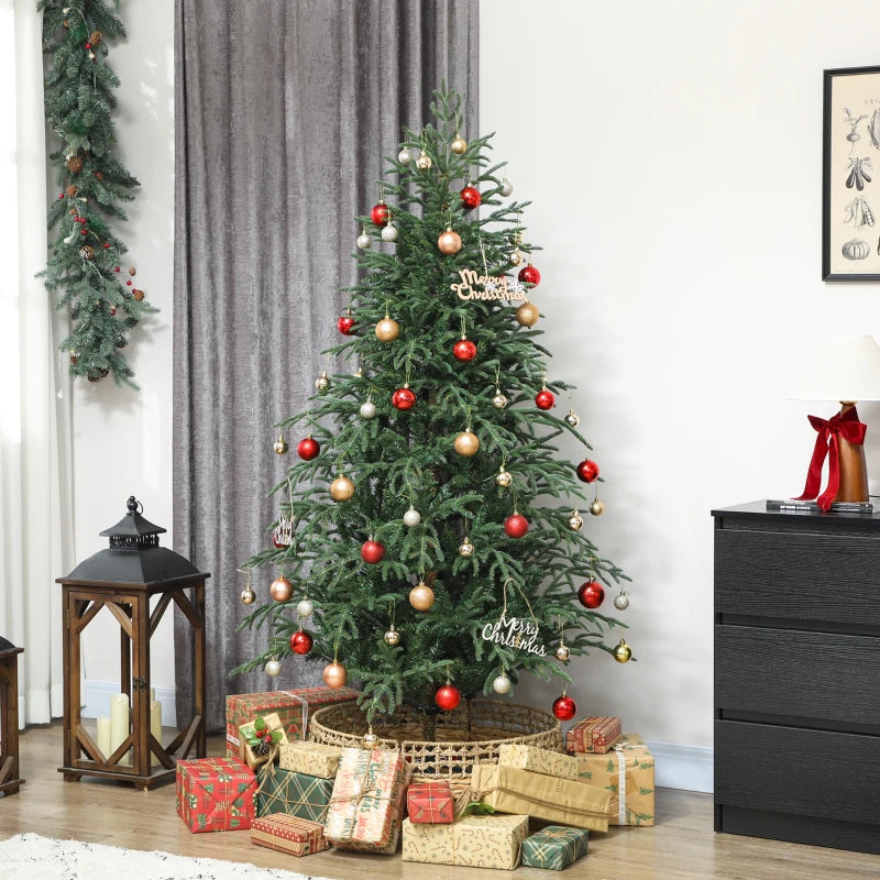 6ft Full Spruce Christmas Tree with Realistic Dense Tips - Easy Assembly, Lush Green Holiday Decor