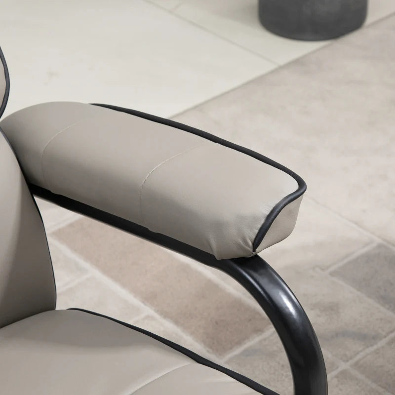 High Back Faux Leather Recliner Chair with Ottoman - 360° Swivel Armchair for Home Office Comfort