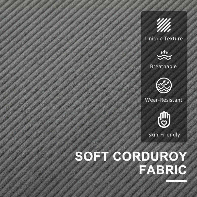 Small Grey Corduroy Two-Seater Sofa for Compact Living Spaces