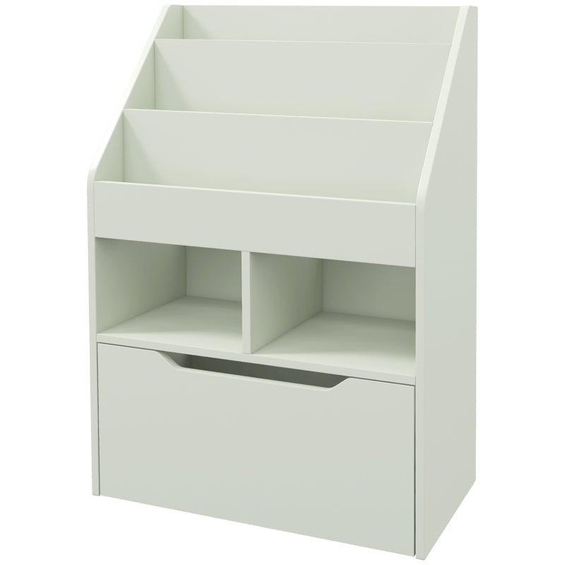 Kids Bookshelf & Toy Organizer with Storage Drawer on Wheels - Green, Perfect for Playroom & Nursery