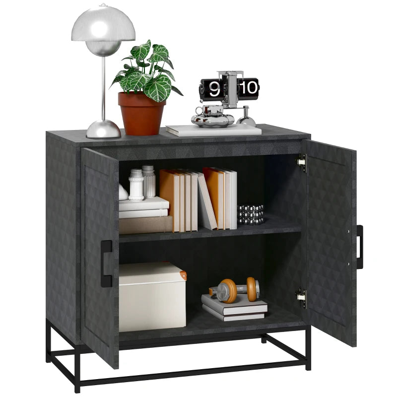 Modern Black Sideboard Storage Cabinet with Adjustable Shelf & 2 Doors - Freestanding Furniture for Living Room