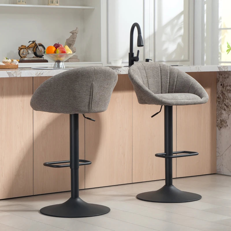 Set of 2 Grey Relaxed Tub Bar Stools - Modern Design, Comfortable Seating for Kitchen or Home Bar