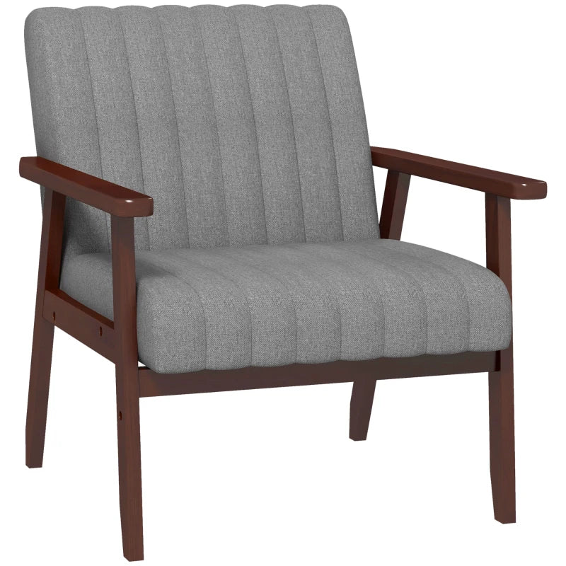 Mid Century Grey Accent Chair with Wooden Legs for Stylish Living Room Decor