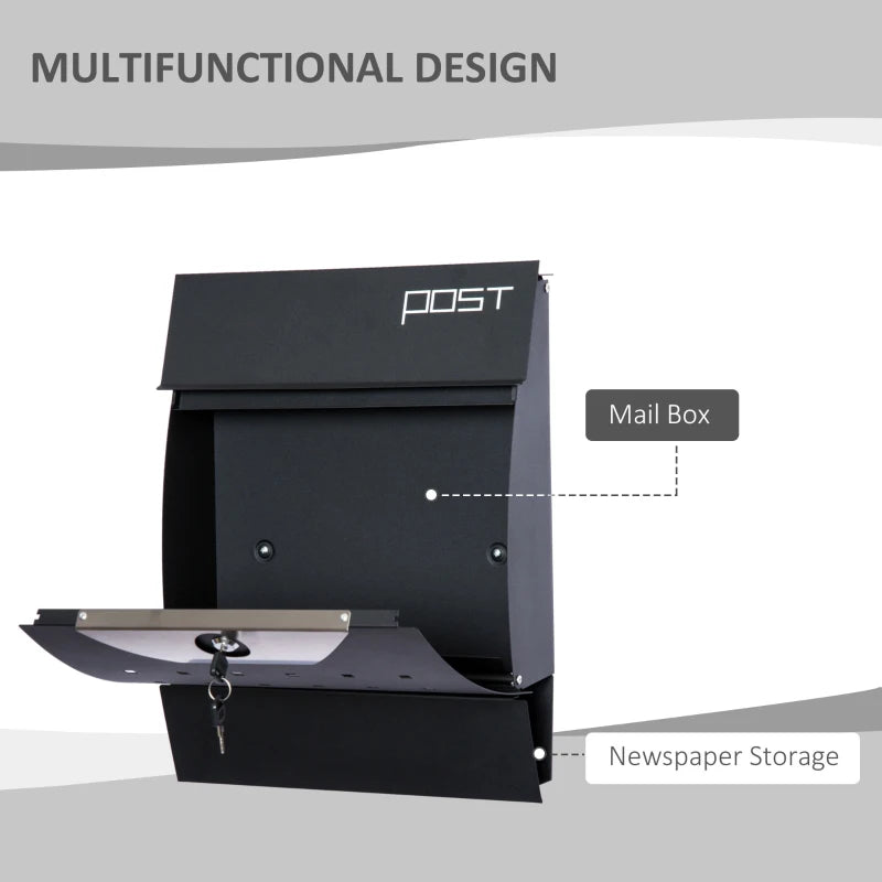 Wall-Mounted Steel Mailbox for Home Use