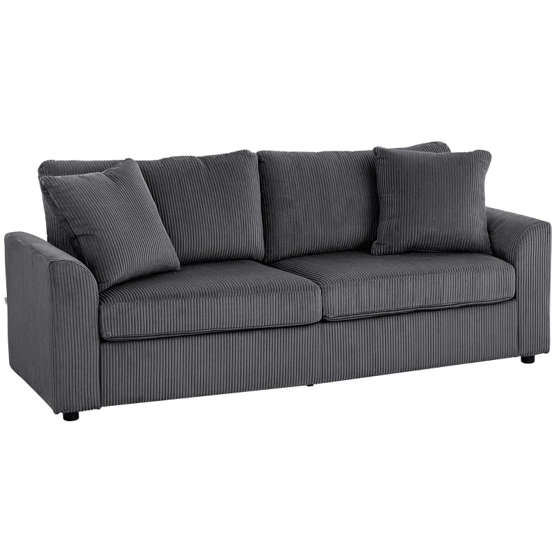 Modern 3-Seater Fabric Sofa with Spring Cushions and Scatter Cushions for Living Room or Home Office, Grey