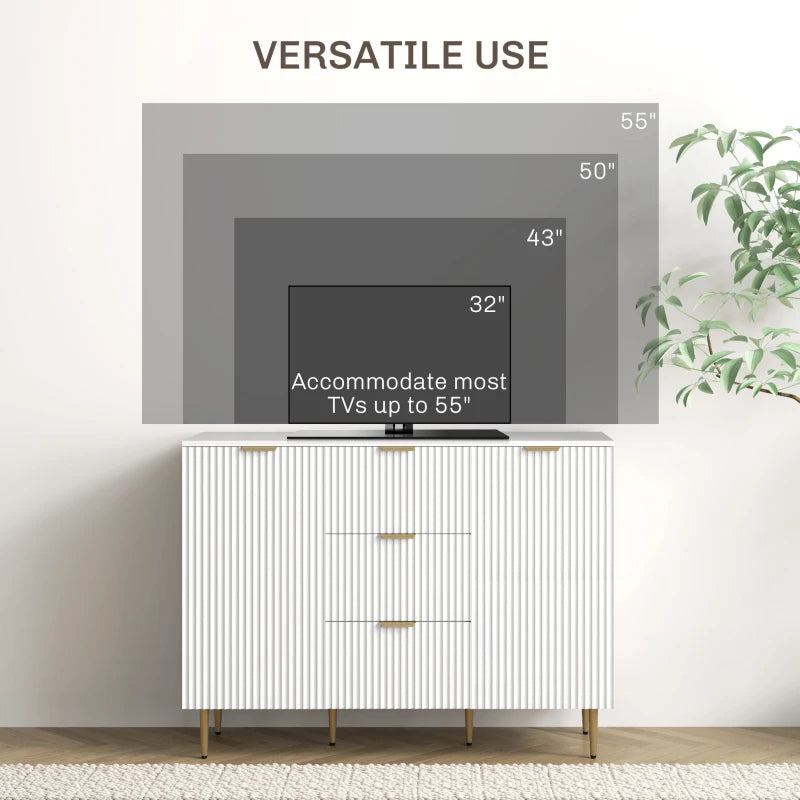 Modern 2-Door White Sideboard with 3 Drawers & Adjustable Shelves - Stylish Storage Solution for Living Room or Dining Room