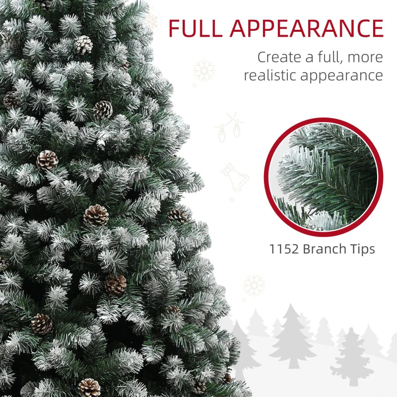7ft Snow-Dipped Artificial Pine Christmas Tree - Realistic Holiday Decor for Festive Home Decoration