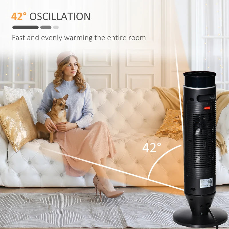 Portable 21 Inch Ceramic Electric Space Heater with 1000W 2000W Power and Timer