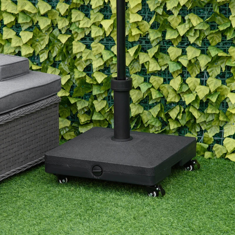 Black Heavy Duty 20kg Garden Parasol Base with Wheels for Outdoor Umbrella