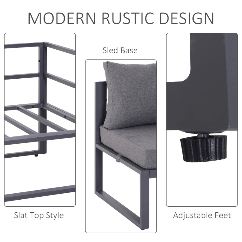 Stylish 6-Piece Outdoor Indoor Sectional Sofa Set with Thick Cushions and Aluminium Frame - Grey