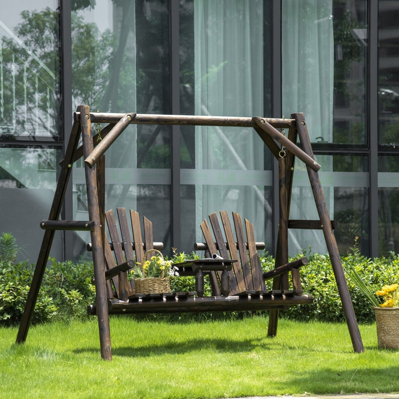Carbonized Wood Swing Chair, 198x135x170 cm