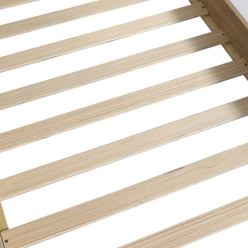 3FT Single Bed Frame with Storage Durable MDF Plywood Wooden Design for Adults Teens White Oak
