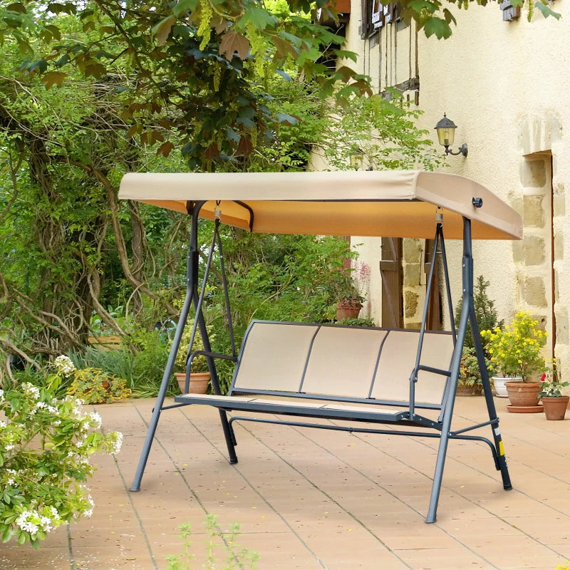 3 Seater Beige Swinging Garden Chair