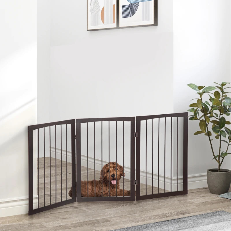 Foldable 3 Panel Dog Gate - 76cm Indoor Safety Barrier, Free Standing Pet Door Gate for Dogs and Pets