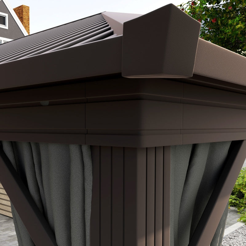 Dark Grey 3.6m x 3m Aluminium Frame Hardtop Gazebo with Accessories